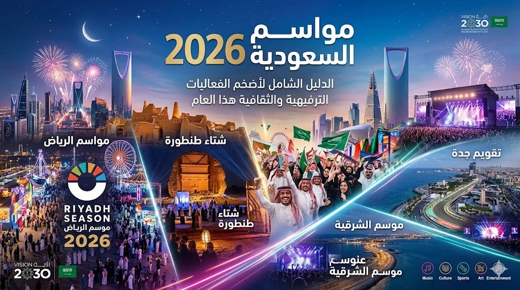 مواسم السعودية 2026: الدليل الشامل لأضخم الفعاليات الترفيهية والثقافية هذا العام.