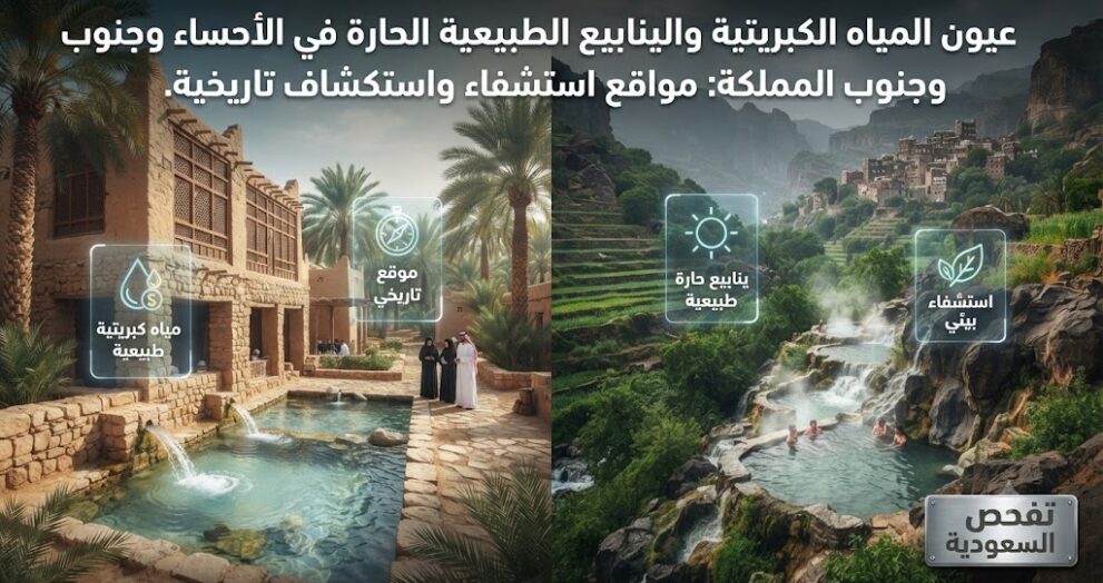 عيون المياه الكبريتية والينابيع الطبيعية الحارة في الأحساء وجنوب المملكة: مواقع استشفاء واستكشاف تاريخية