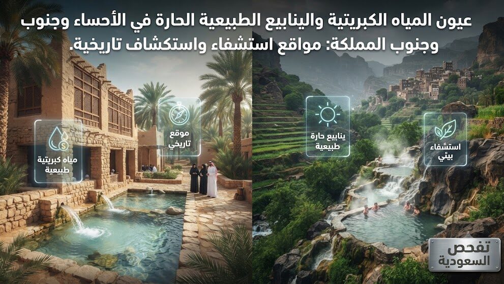 عيون المياه الكبريتية والينابيع الطبيعية الحارة في الأحساء وجنوب المملكة: مواقع استشفاء واستكشاف تاريخية