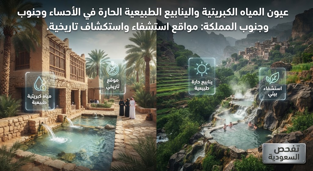 عيون المياه الكبريتية والينابيع الطبيعية الحارة في الأحساء وجنوب المملكة: مواقع استشفاء واستكشاف تاريخية